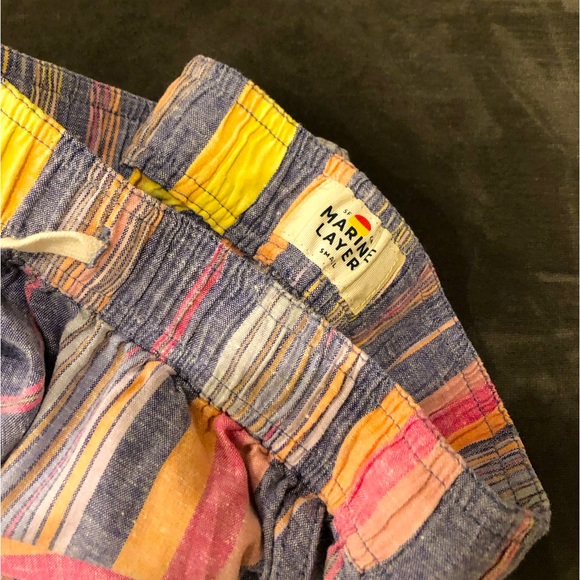 Marine Layer Chambray Striped Shorts: Size Small - Picture 2 of 5